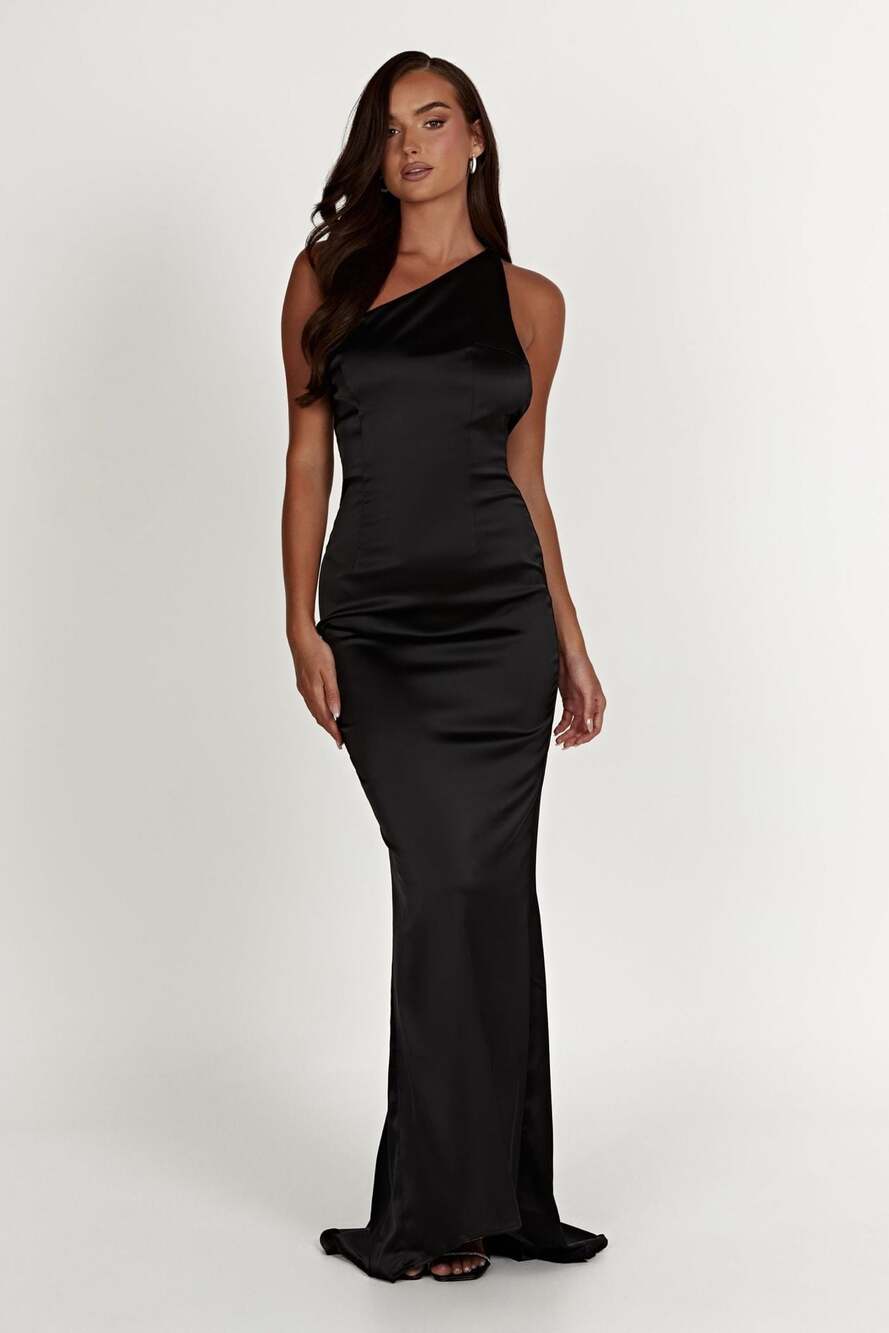 Meshki Harper One-Shoulder Satin Formal Gown Size S